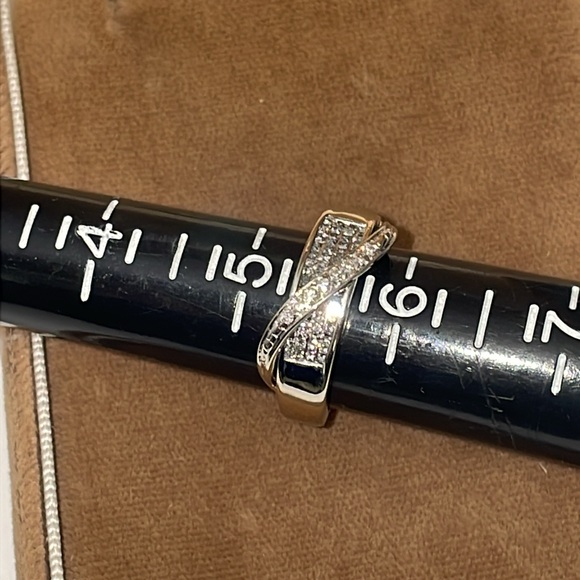 Solid Stamp 10K White Gold Natural Diamond Modern Crossover Band Ring (not 14K ) - Picture 2 of 16